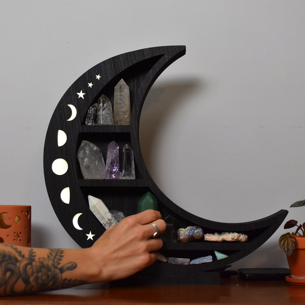 *Made To Order* Dark Brown Illuminated Crescent Moon Shelf