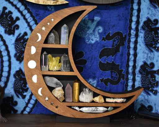 *Made To Order* Almond Brown Illuminated Crescent Moon Shelf