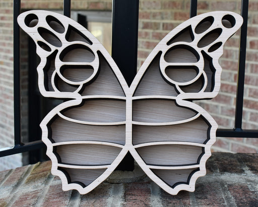 *Made To Order* Unfinished Butterfly Wings Wood Carving and Crystal Shelf