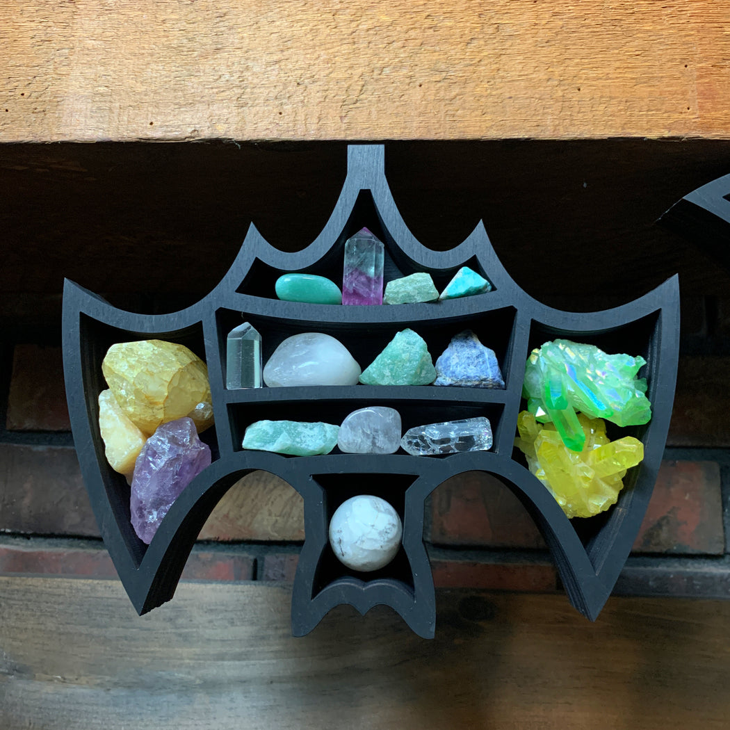 *Made To Order* Hanging Bat Shaped Corner Crystal Shelf or Display