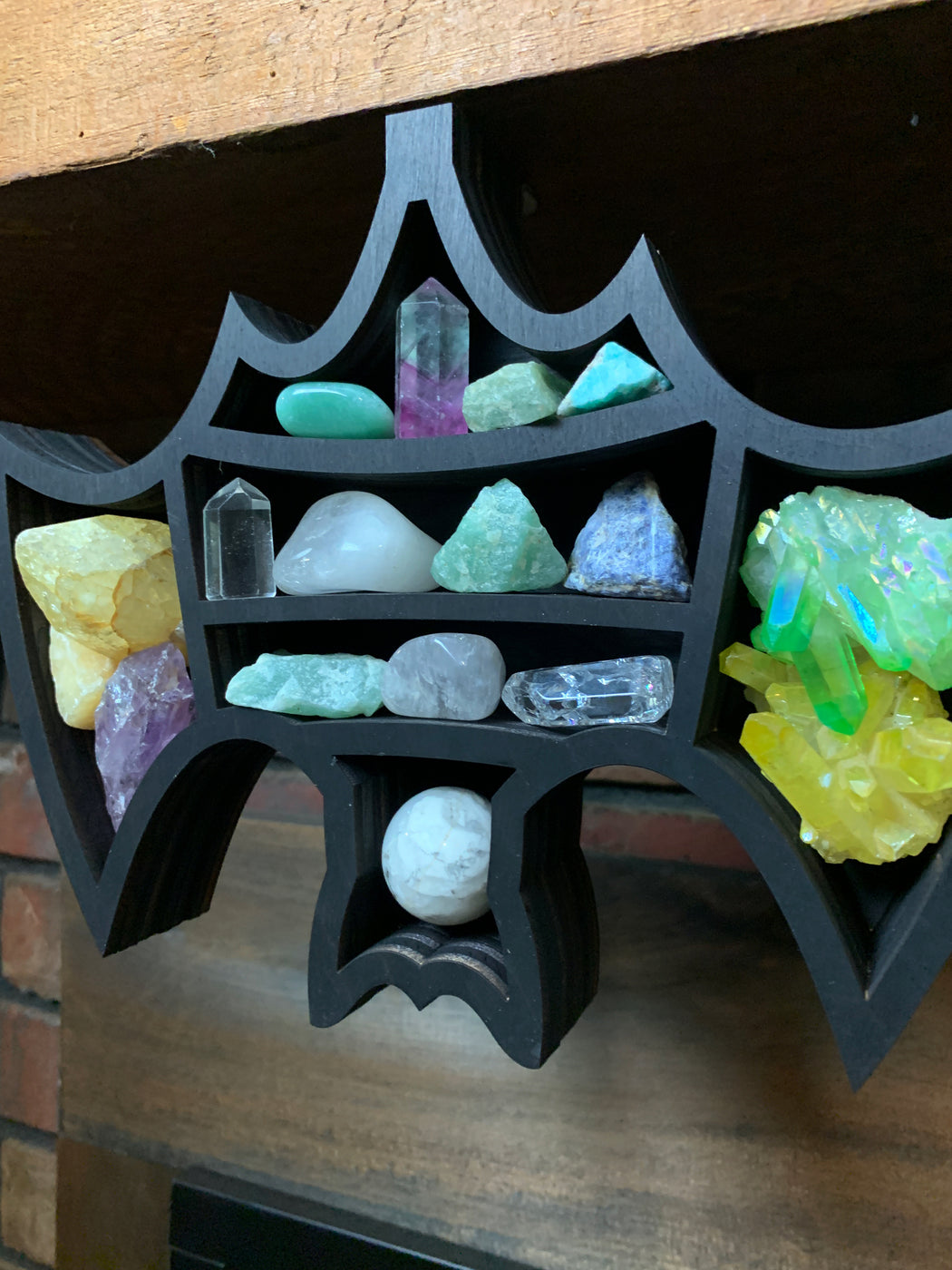 *Made To Order* Hanging Bat Shaped Corner Crystal Shelf or Display