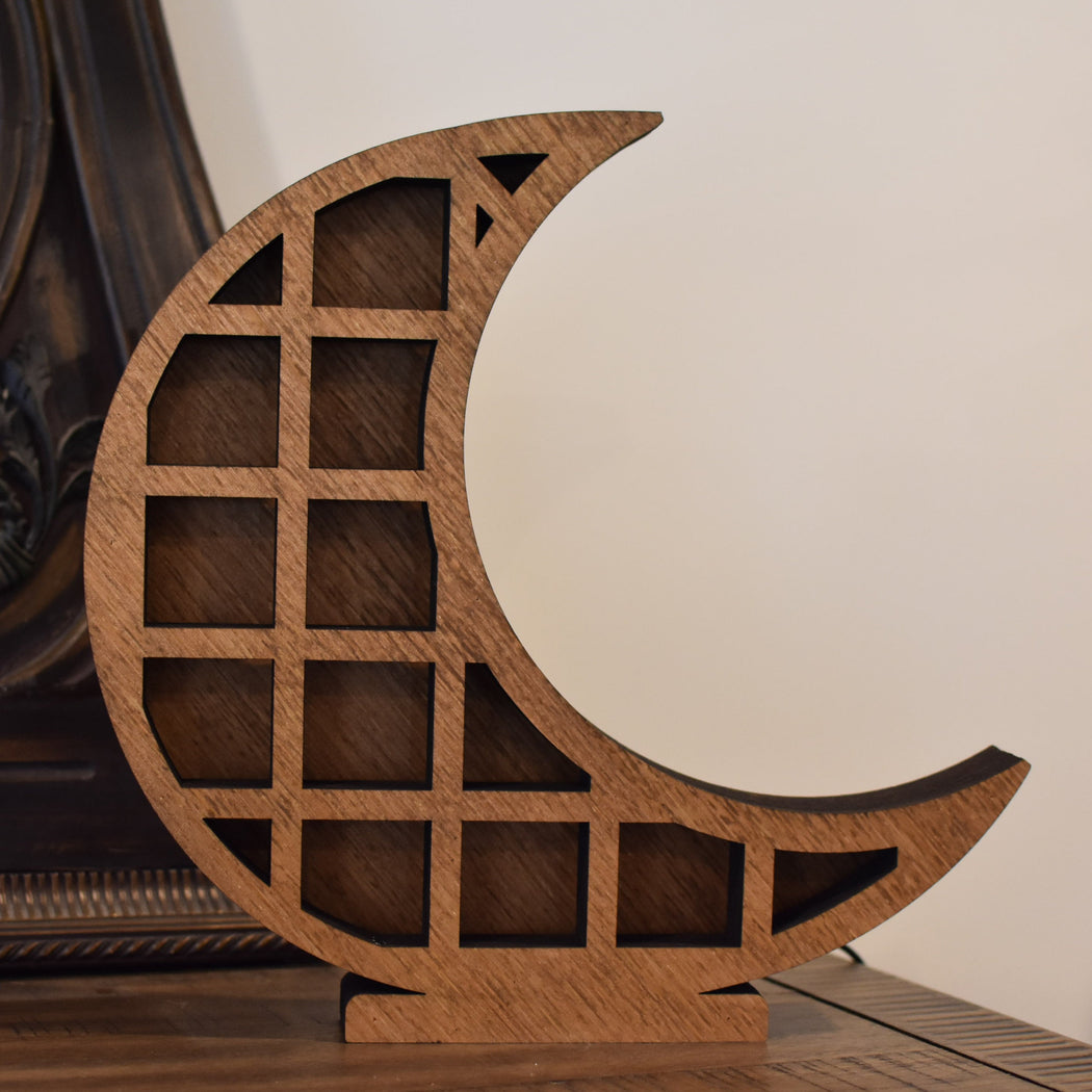 Almond Brown Non-Illuminated Grid Crescent Moon Shelf