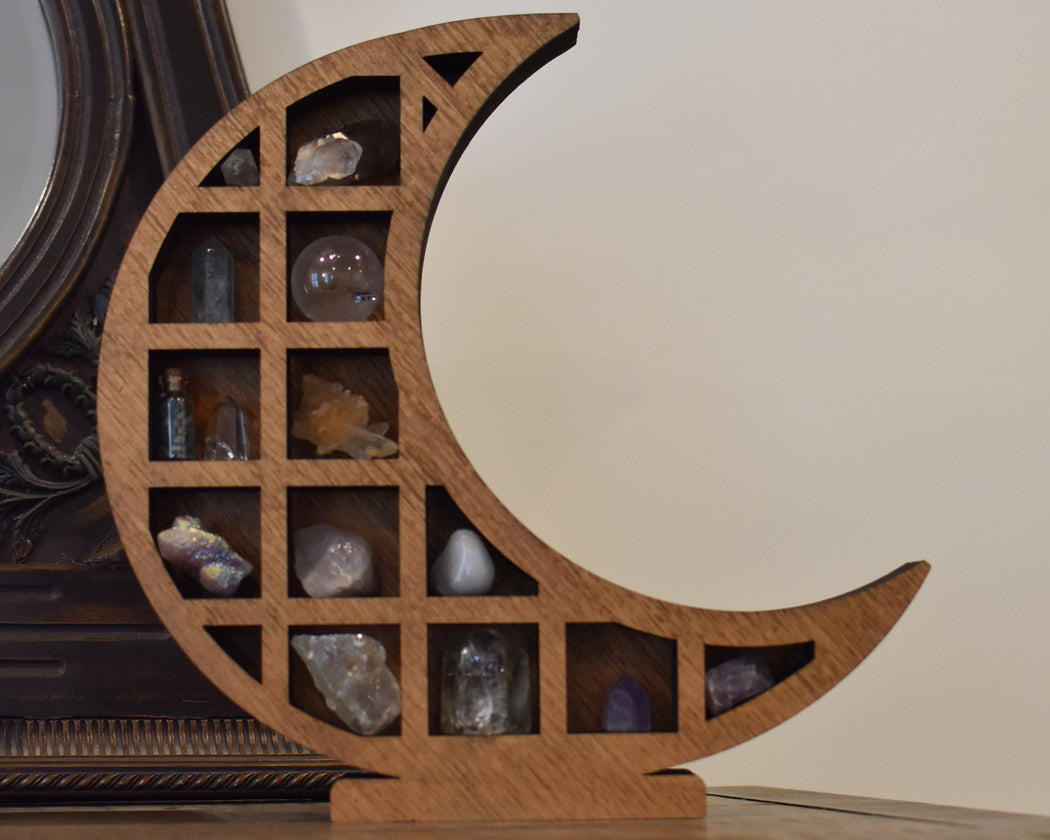 Almond Brown Non-Illuminated Grid Crescent Moon Shelf