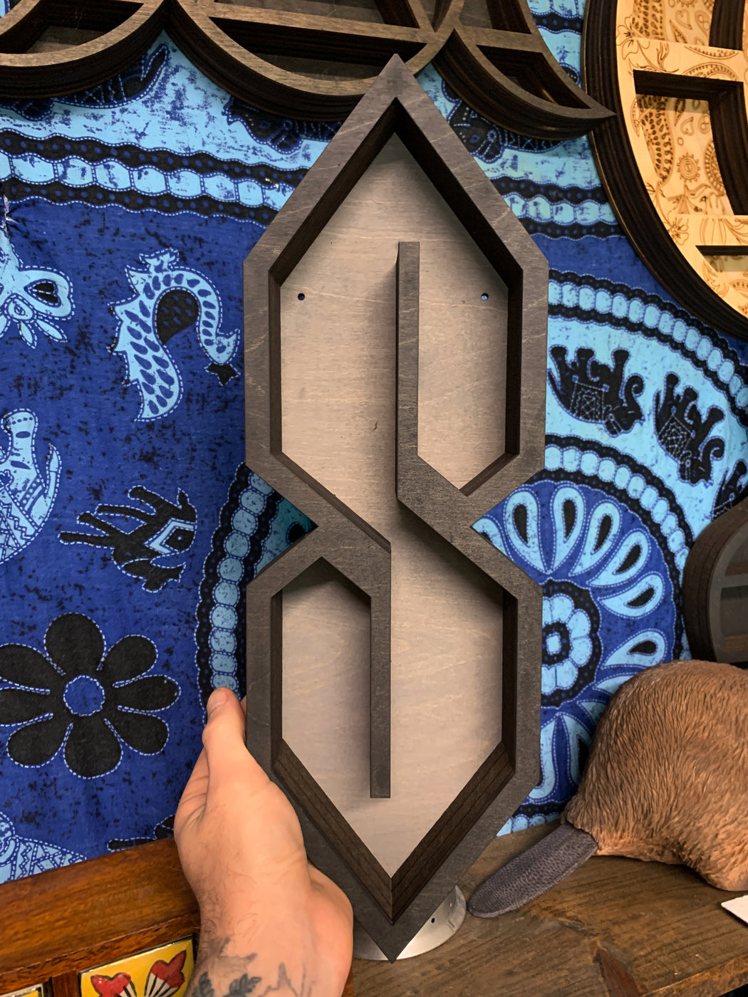 **Made To Order** Large Weird "S" Thing Wooden Crystal Display Shelf