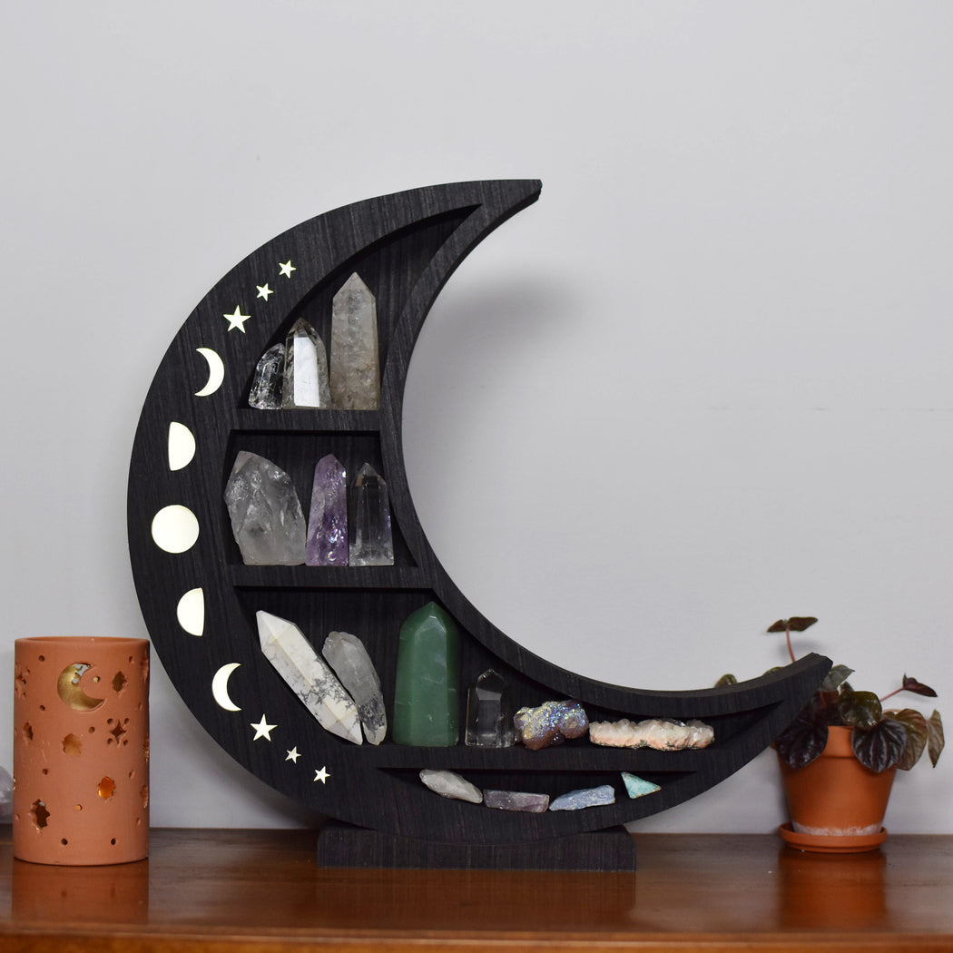 *Made To Order* Dark Brown Illuminated Crescent Moon Shelf