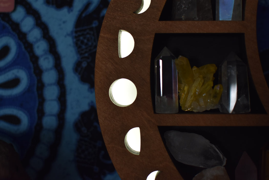 *Made To Order* Almond Brown Illuminated Crescent Moon Shelf