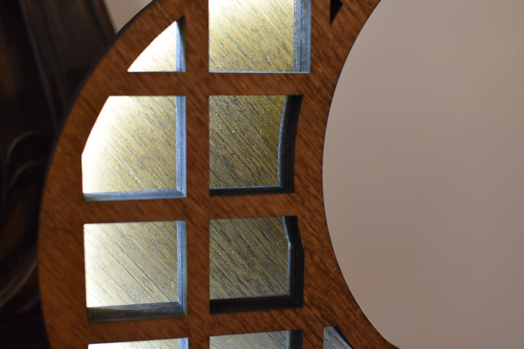 Almond Brown Illuminated Grid Crescent Moon Shelf