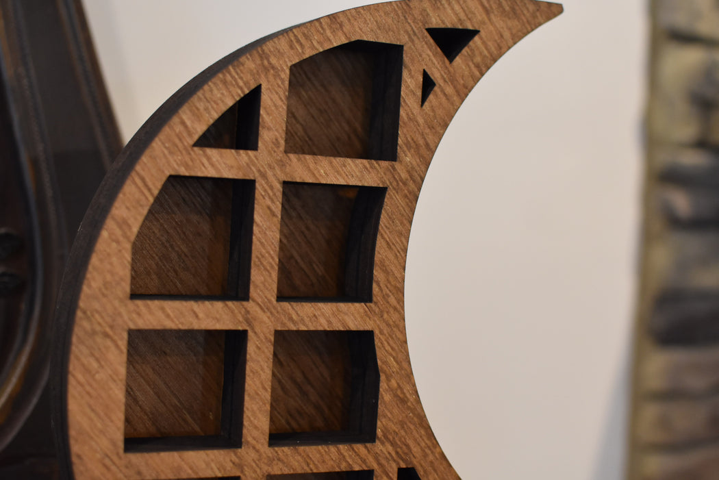 Almond Brown Non-Illuminated Grid Crescent Moon Shelf