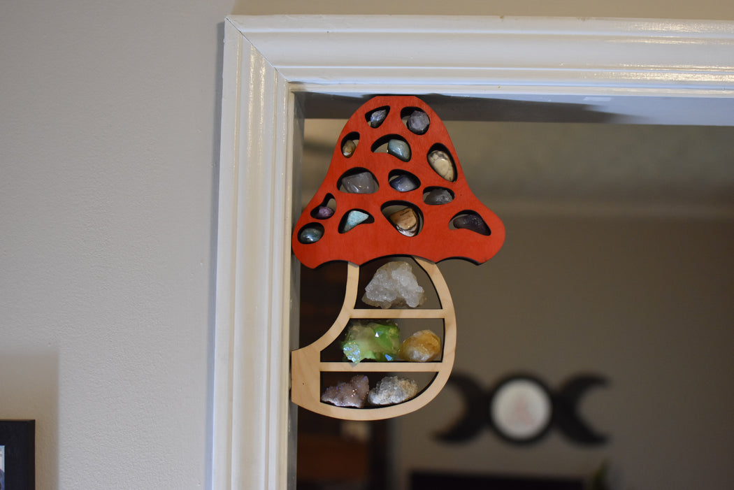 *Made To Order* Red Mushroom Shaped Corner Crystal Shelf or Display