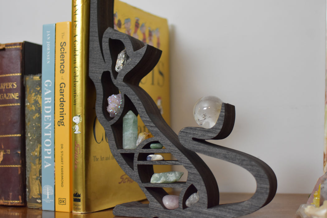 *Made To Order* Dark Brown Cat Stretching Book Ends And Corner Display