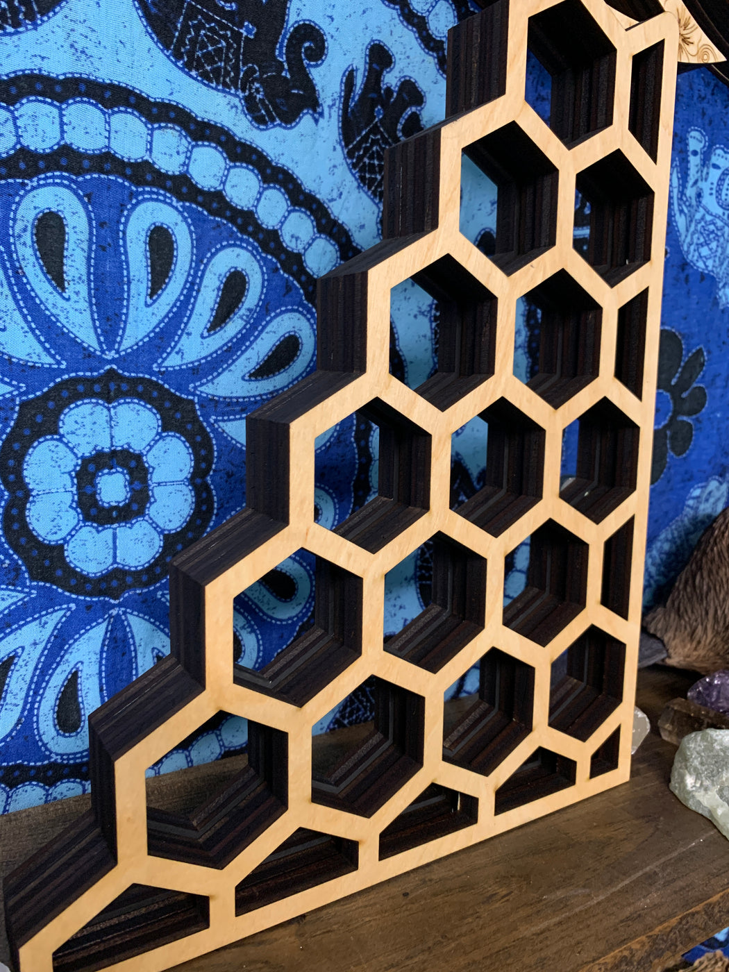 *Made To Order* Backless Honeycomb Shaped Corner Crystal Shelf or Display