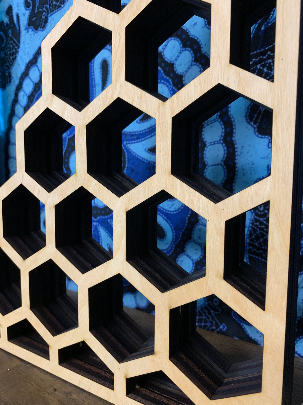 *Made To Order* Backless Honeycomb Shaped Corner Crystal Shelf or Display