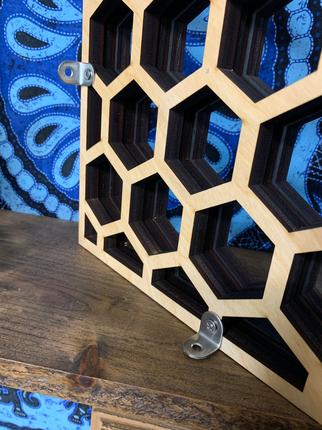 *Made To Order* Backless Honeycomb Shaped Corner Crystal Shelf or Display