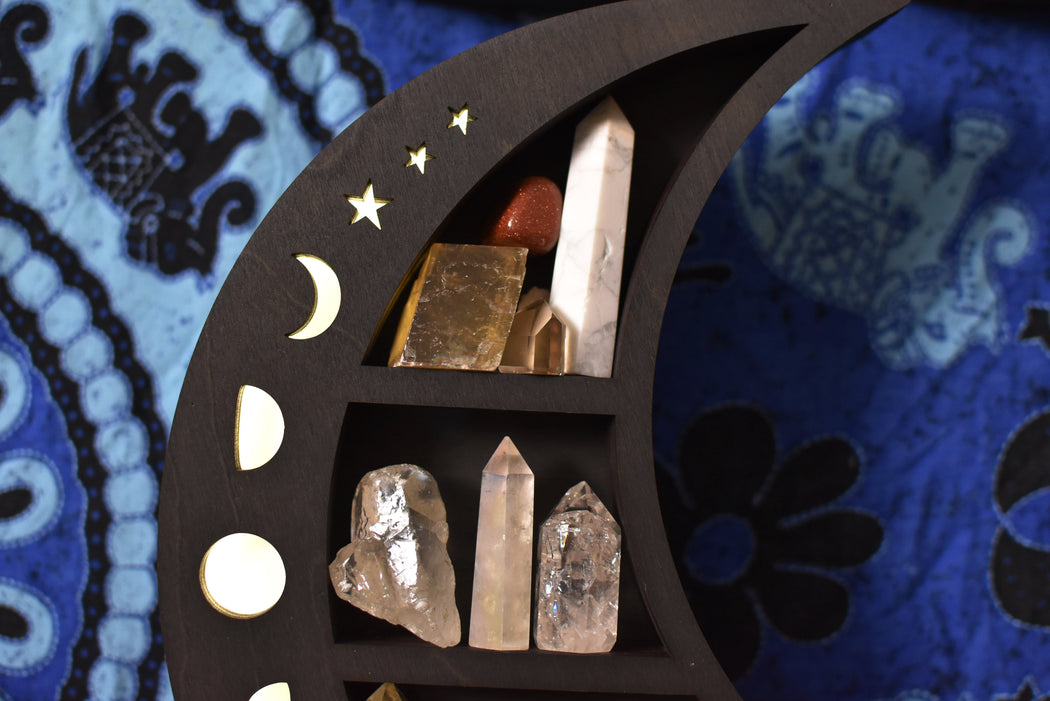 *Made To Order* Dark Brown Illuminated Crescent Moon Shelf