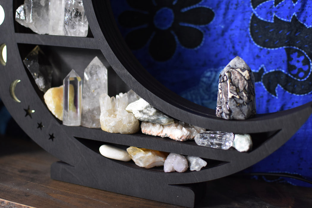 *Made To Order* Dark Brown Illuminated Crescent Moon Shelf