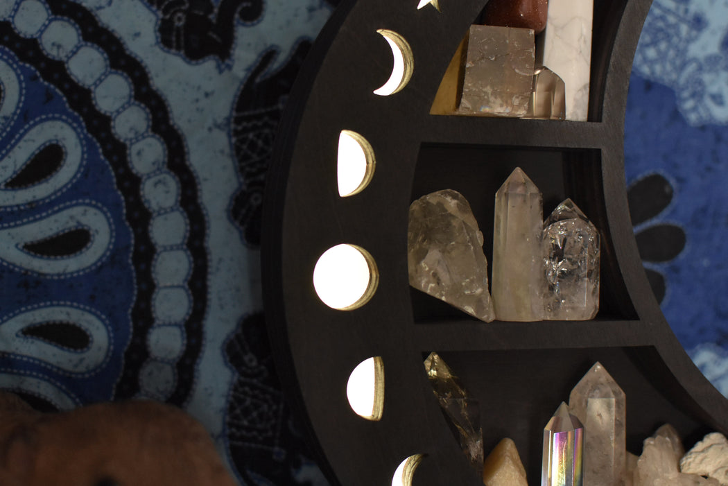 *Made To Order* Dark Brown Illuminated Crescent Moon Shelf