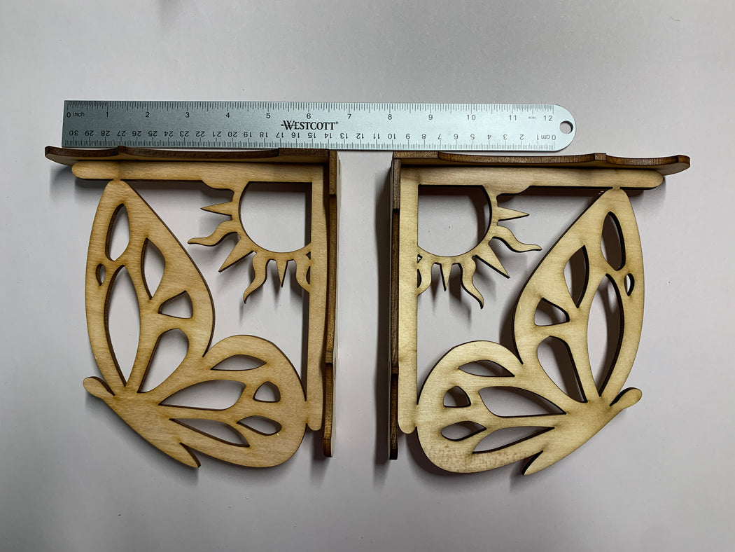 Corbels - Butterfly Pair 2pcs - Unassembled, Raw and Unfinished - J. Drew + You