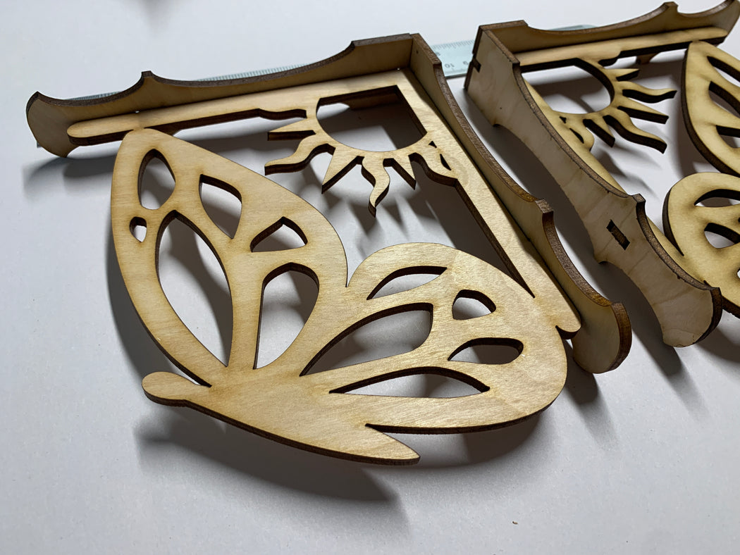 Corbels - Butterfly Pair 2pcs - Unassembled, Raw and Unfinished - J. Drew + You