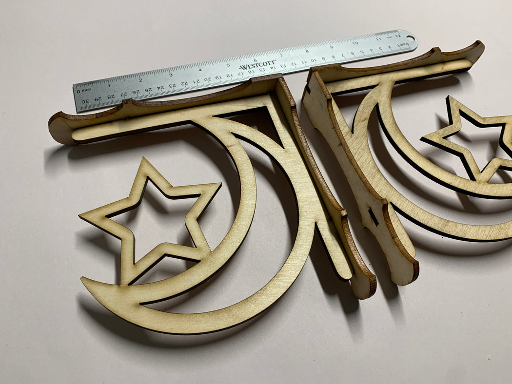 Corbels - Moon And Star Pair 2pcs - Unassembled, Raw and Unfinished - J. Drew + You