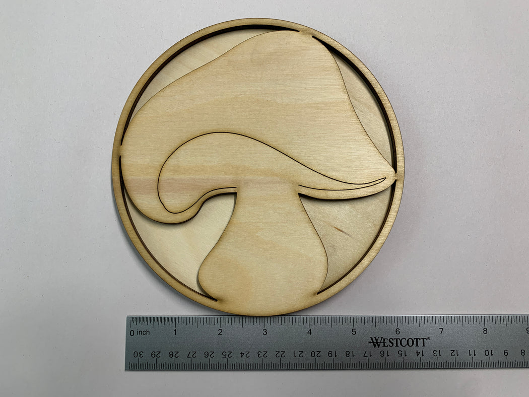 Unfinished 6-3/4" Mushroom no.1 Shadow Art Panel - J. Drew + You