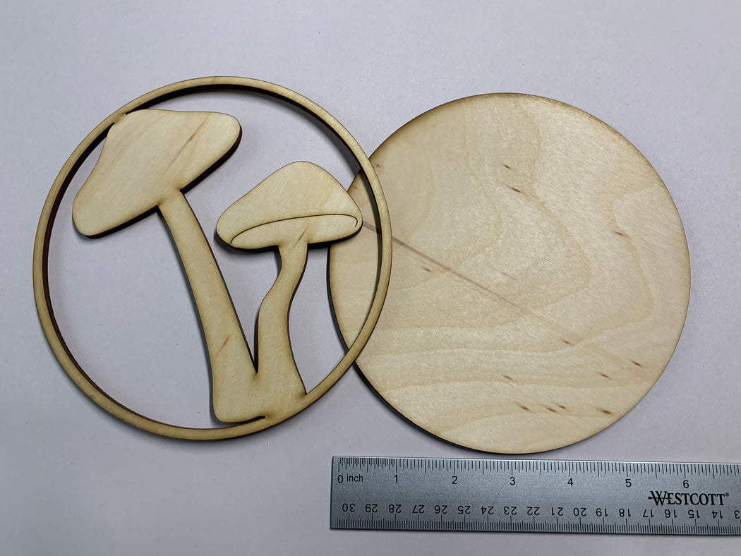 Unfinished 6-3/4" Mushroom no.3 Shadow Art Panel - J. Drew + You