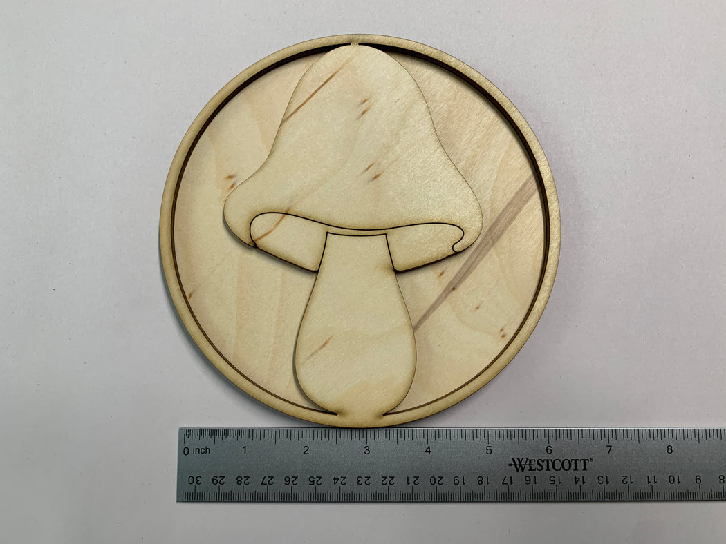 Unfinished 6-3/4" Mushroom no.4 Shadow Art Panel - J. Drew + You