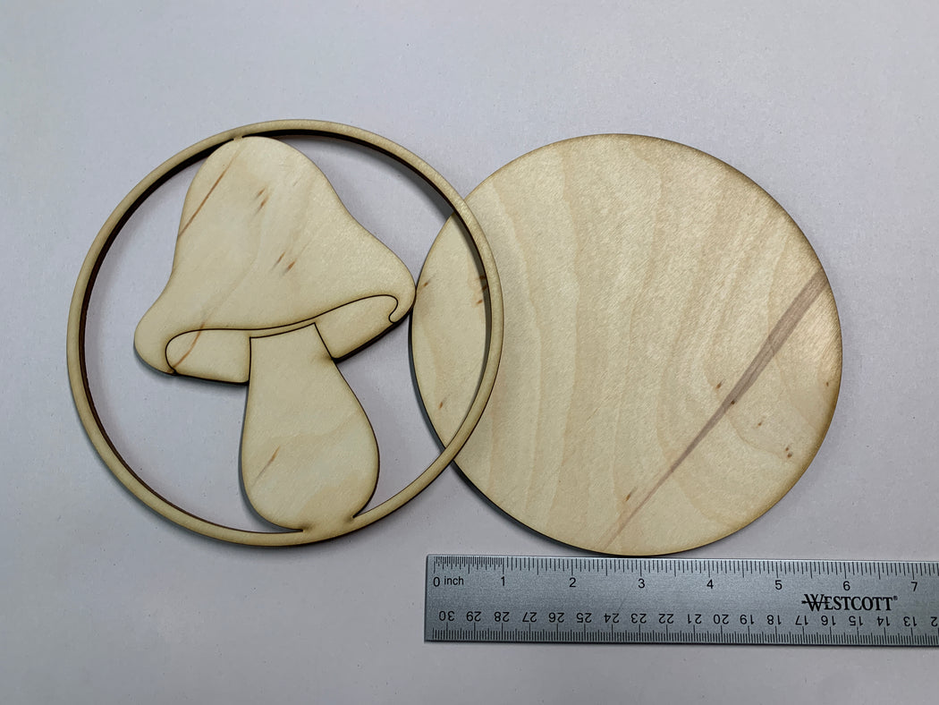 Unfinished 6-3/4" Mushroom no.4 Shadow Art Panel - J. Drew + You