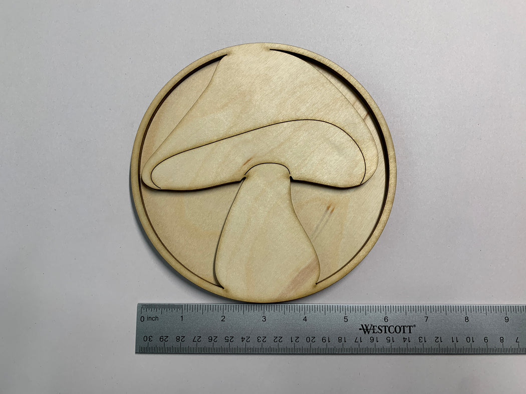 Unfinished 6-3/4"  Mushroom no.5 Shadow Art Panel - J. Drew + You