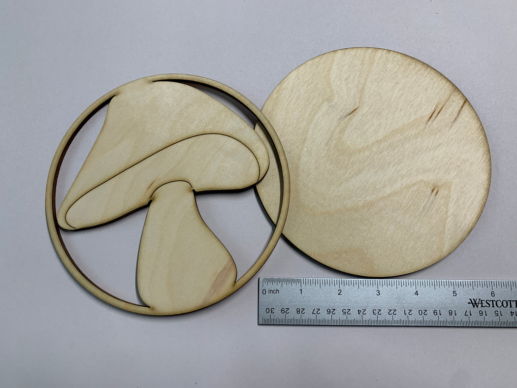 Unfinished 6-3/4"  Mushroom no.5 Shadow Art Panel - J. Drew + You