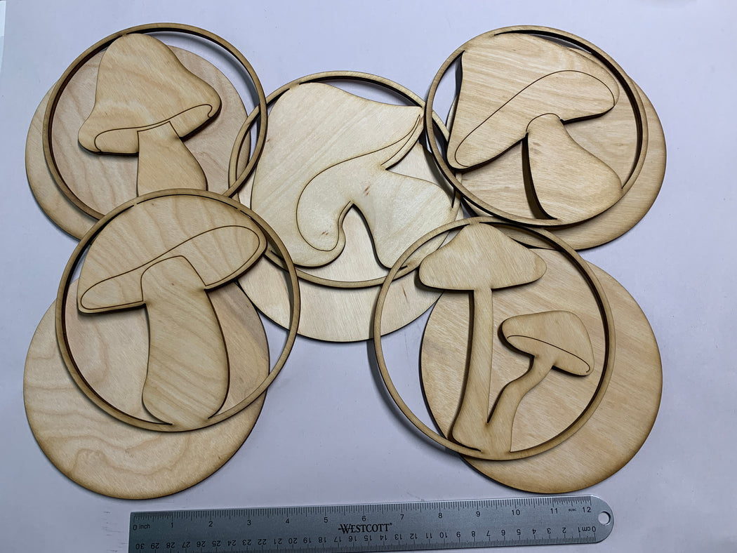 *Made To Order* Set of 5 Unfinished 6-3/4" Mushroom Shadow Art Panels - J. Drew + You
