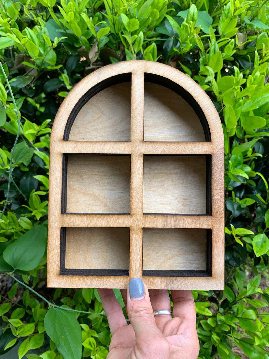 Unfinished Apothecary (rounded) Wood Carving and Crystal Shelf - J. Drew + You