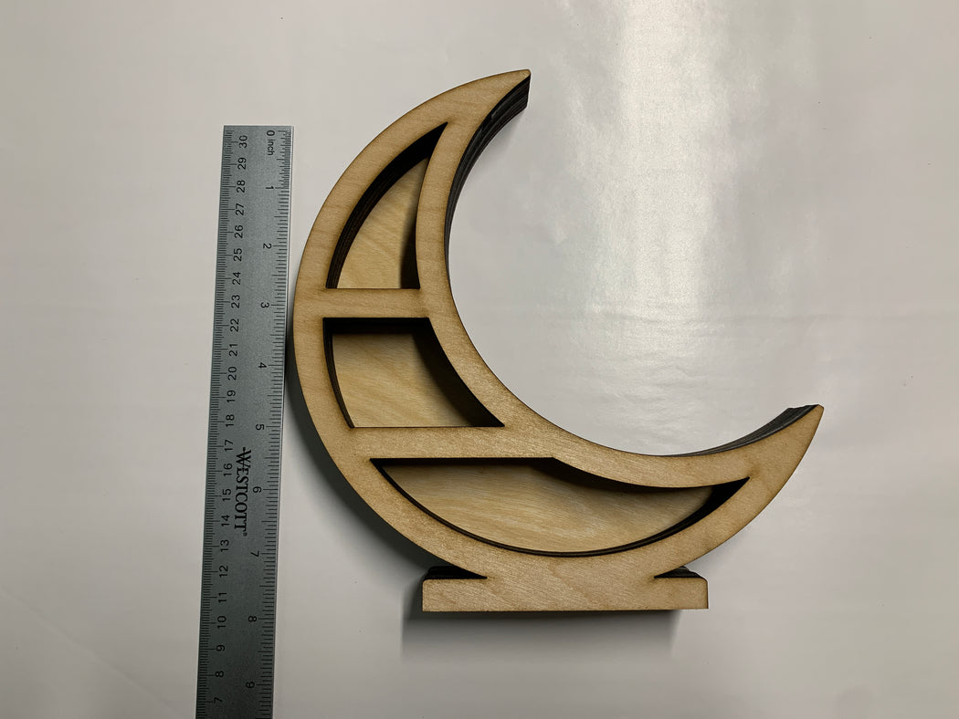 Unfinished Moon Shelf Wood Carving and Crystal Shelf - J. Drew + You