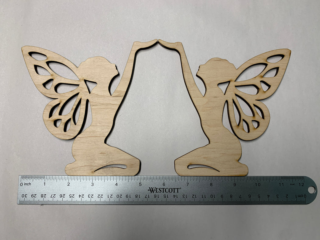 Unfinished 2 Piece Facing 6" Tall Kneeling Arm Up Faerie Art Panel - J. Drew + You