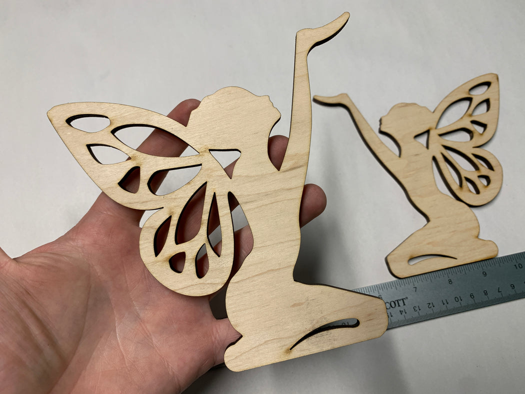 Unfinished 2 Piece Facing 6" Tall Kneeling Arm Up Faerie Art Panel - J. Drew + You