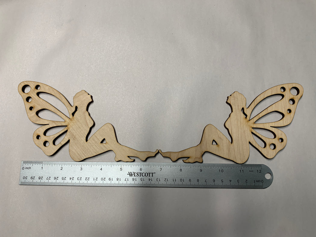 Unfinished 2 Piece Facing 8" Long Sitting Faerie Art Panel - J. Drew + You