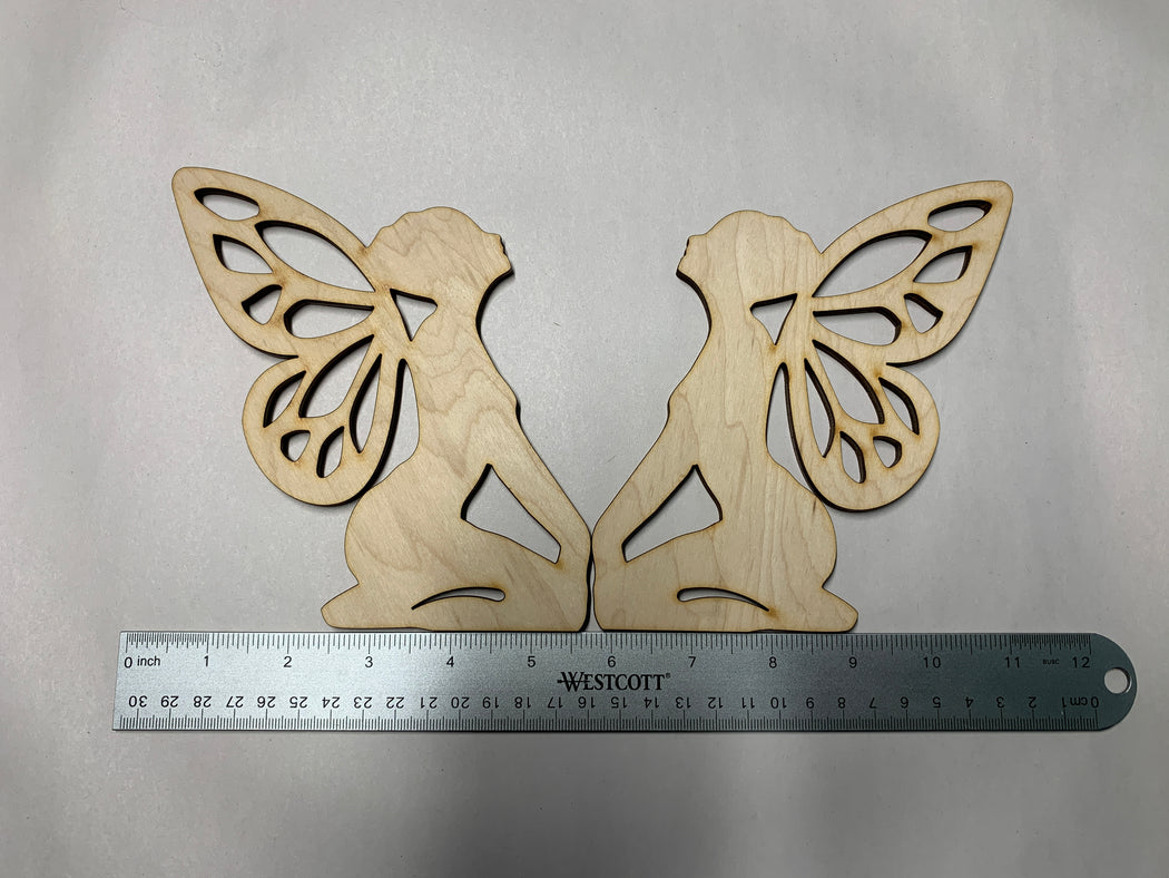 Unfinished 2 Piece Facing 6" Tall Kneeling Faerie Art Panel - J. Drew + You