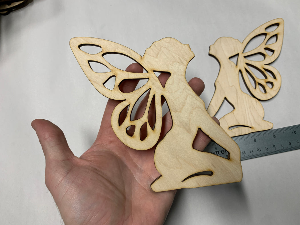Unfinished 2 Piece Facing 6" Tall Kneeling Faerie Art Panel - J. Drew + You