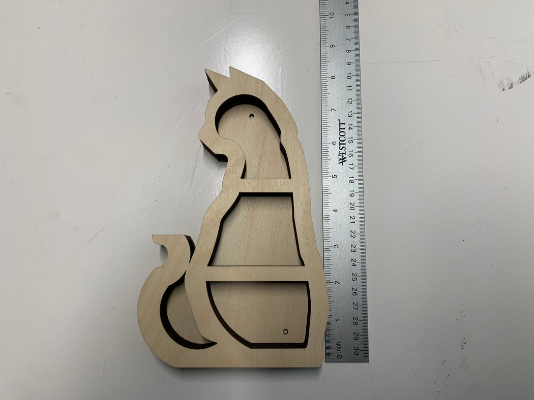 *Made To Order* Unfinished Petite Cat Wood Carving and Crystal Shelf - J. Drew + You