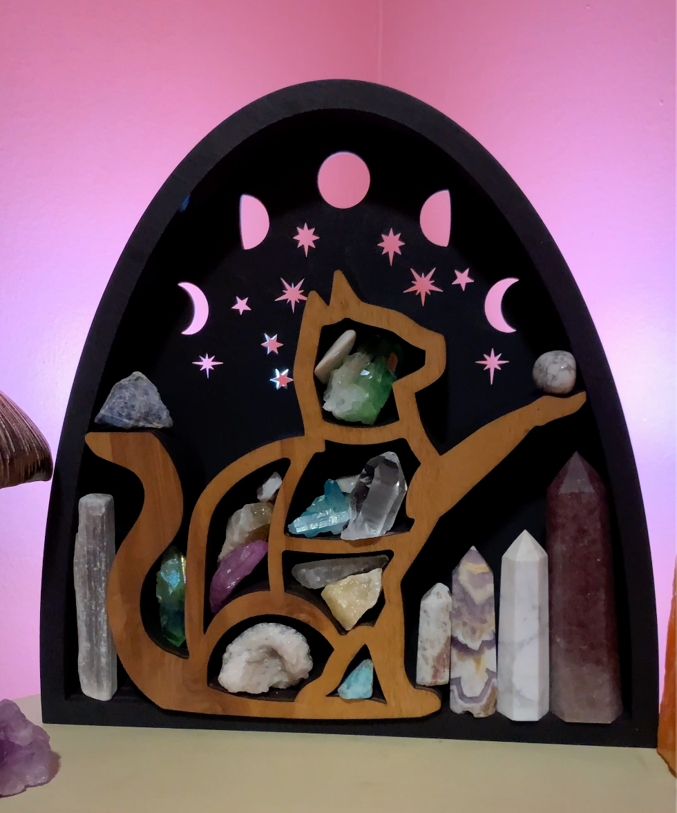 *Made To Order* Celestial Cat Backlit Crystal Shelf Luminous Lamp