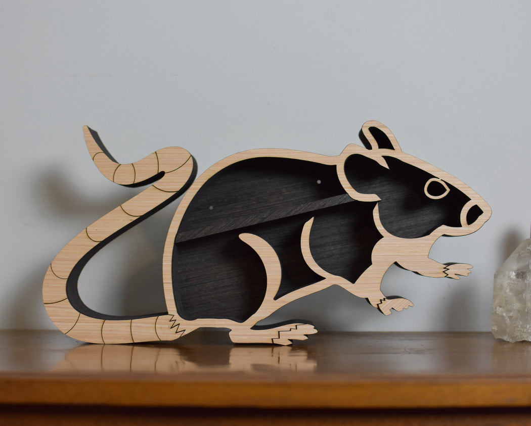 *Made To Order* Rat Wood Carving and Crystal Shelf