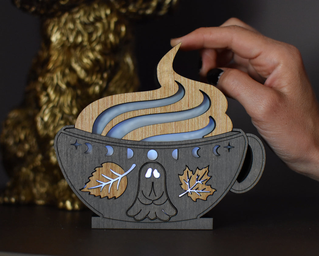 Autumn Ghost Coffee Mug Mini Lamp - Made To Order