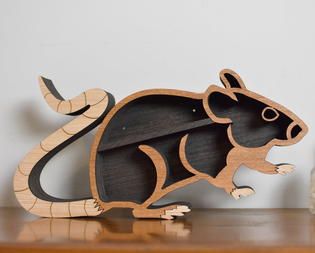 *Made To Order* Rat Wood Carving and Crystal Shelf