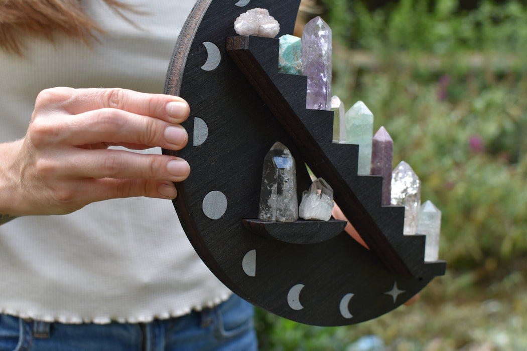 Moon Phases Inlaid Crescent Moon Stair Shelf