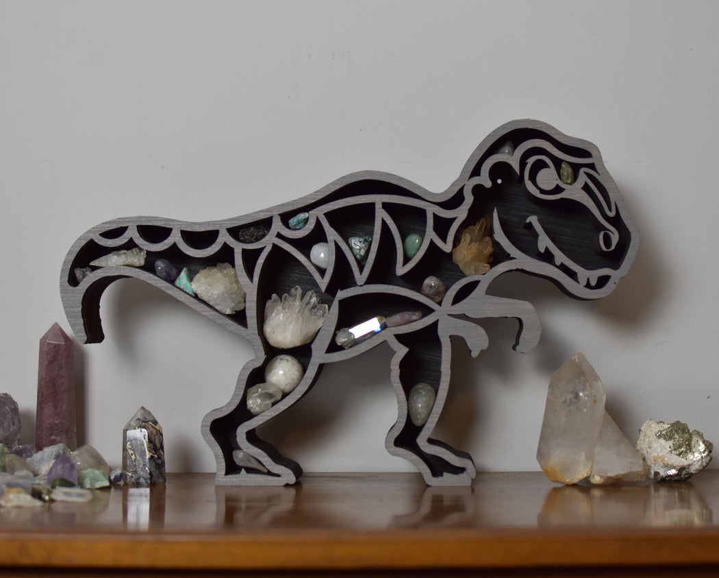 *Made To Order* T-Rex Wood Carving and Crystal Shelf