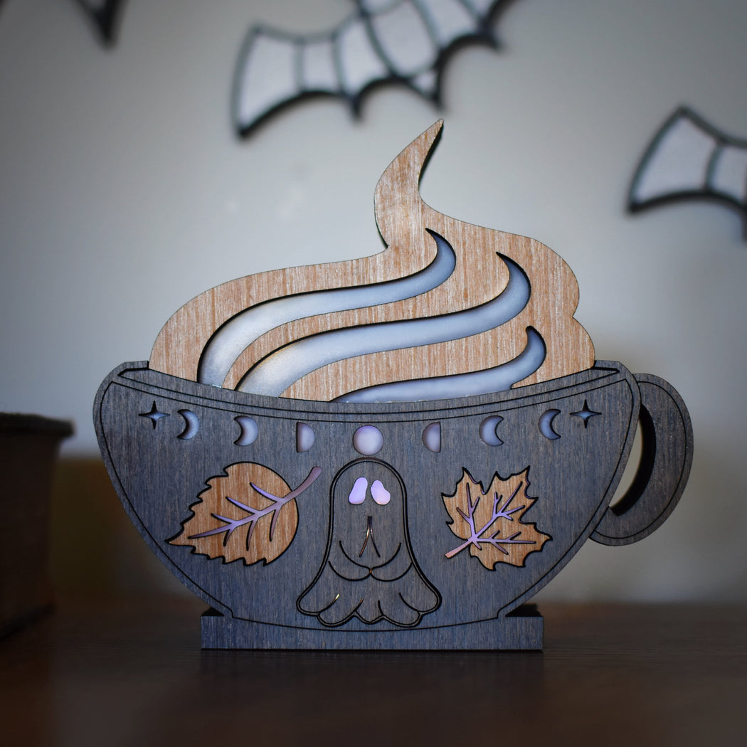 Autumn Ghost Coffee Mug Mini Lamp - Made To Order
