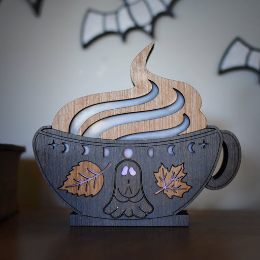 Autumn Ghost Coffee Mug Mini Lamp - Made To Order