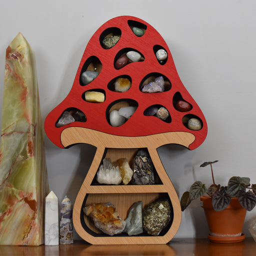 *Made To Order* Full Size Red Mushroom Shelf and Wood Carving v.2