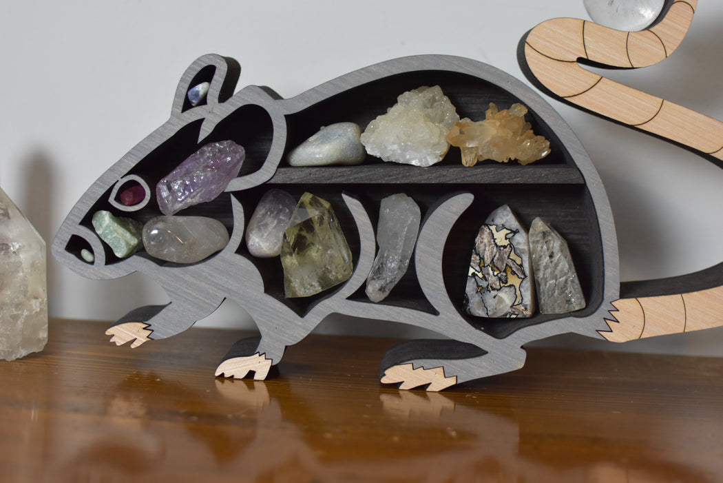 *Made To Order* Rat Wood Carving and Crystal Shelf