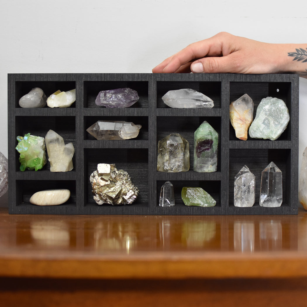 *Made To Order* Dark Brown Rectangle Printer Box Style Crystal Shelf