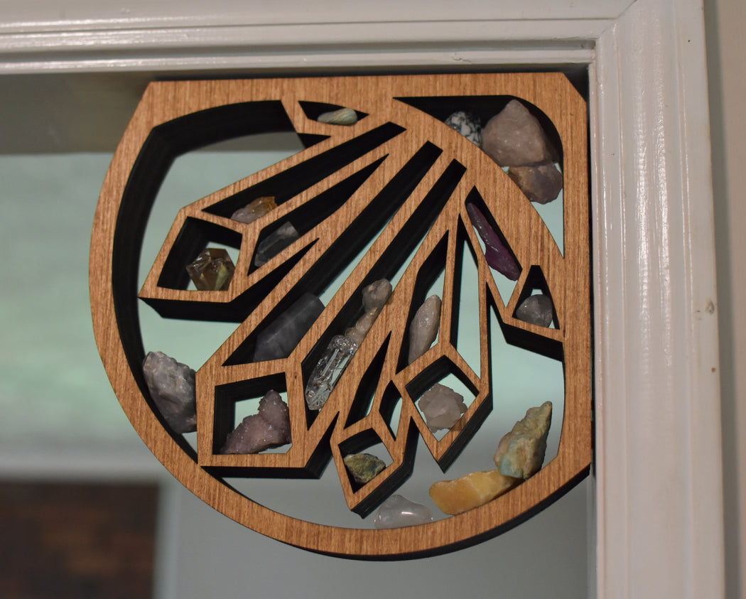 *Made To Order* Almond Brown Enclosed Crystal Shaped Corner Crystal Shelf or Book Ends Display